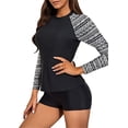 thumbnail image 2 of Women's two-piece Sun Protection long-sleeved Swimsuit UV UPF 50+ Swimming shirt Swimsuit with boxer trunks, 2 of 6