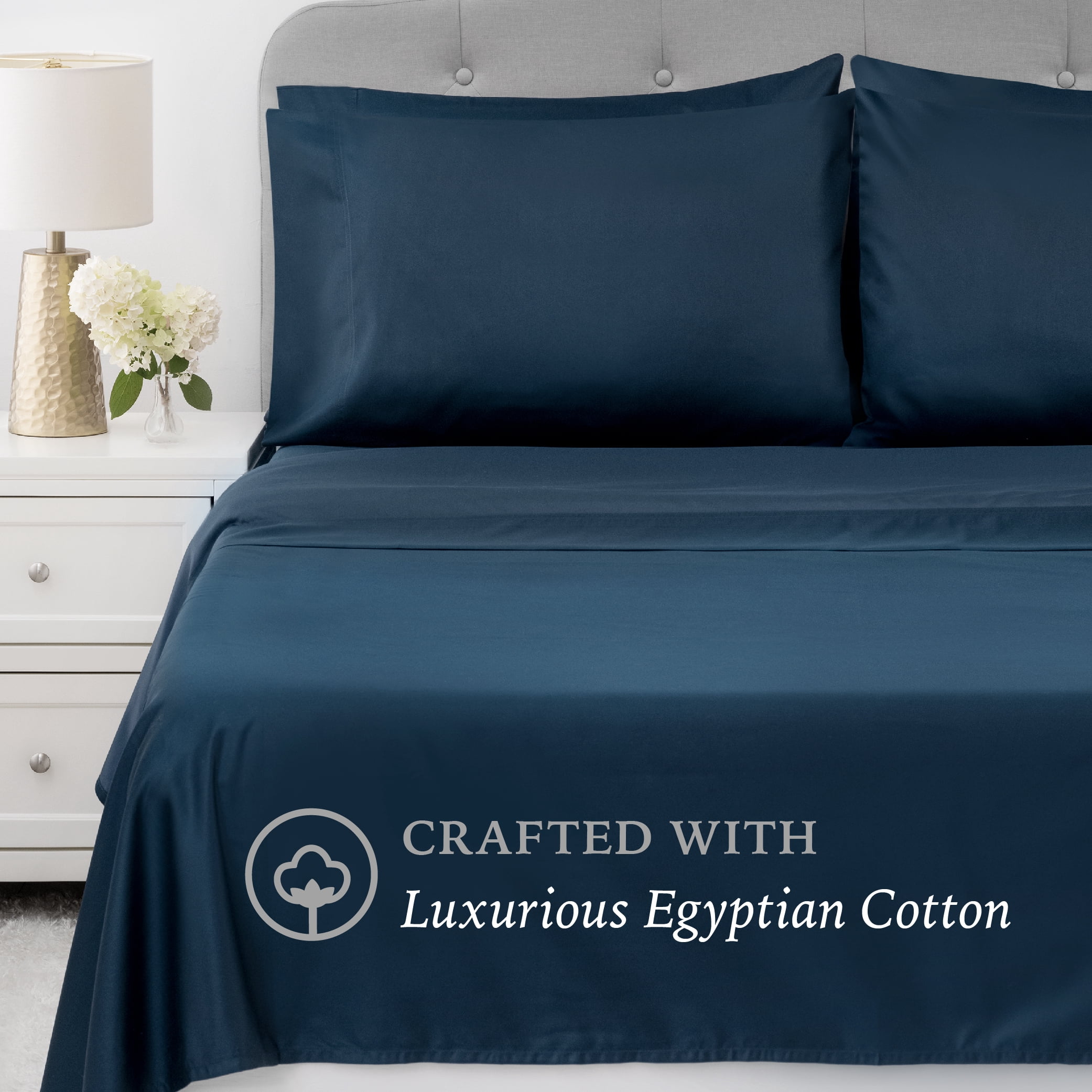 Hotel Style 1000 Tread Count Blue Cove Egyptian Cotton Luxury Bed Sheet Set, Queen