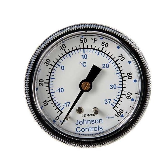 Johnson Controls Temp. Indicator,0 to 100F,2-1/2" Dia. T-5502-1002