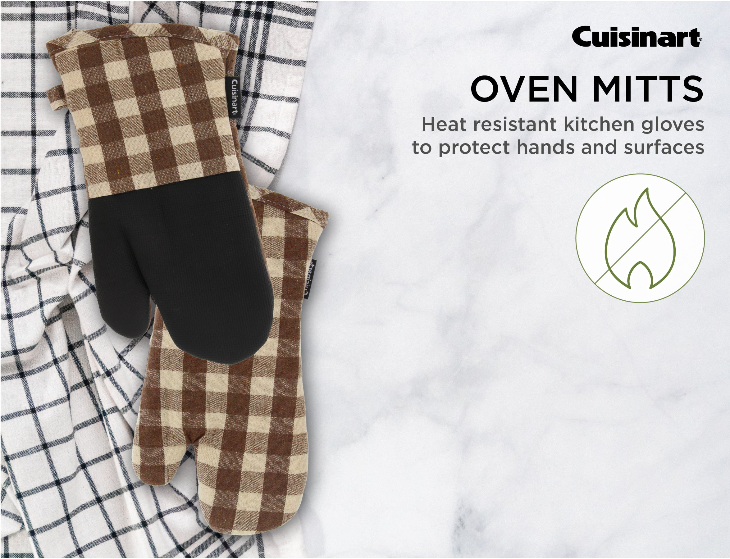 Cuisinart Buffalo Check Mini Oven Mitts, 2 Pieces, Olive and Ivory 