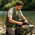 thumbnail image 6 of Men's Fishing Vest, Utility Safari Travel Vest, Men's Mesh Fishing Vest Multi Pockets Photography Outdoor Jacket with Pockets Outdoor Work Fly Summer Vest - Size L - Black, 6 of 10