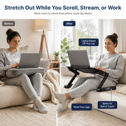 WorkEZ Best Adjustable Aluminum Laptop Stand and Lap Desk for Bed, Couch and Desk with Mouse Pad, Black