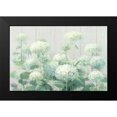 thumbnail image 2 of Nai, Danhui 24x17 Black Modern Framed Museum Art Print Titled - White Hydrangea Garden Sage on Wood Crop, 2 of 5