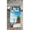 thumbnail image 3 of Ambesonne Tropical Quilted Bedspread Set 2 Pcs, Exotic Beach Thailand, Twin Size, Fern Green Blue Cream, 3 of 3
