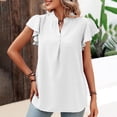 thumbnail image 2 of Clearance T Shirts for Women Lady's V Neck Short Sleeved Chiffon Ball Temperament Top Ruffled Cotton Dot Casual Top Summer Tops for Women 2024 Womens Blouses, 2 of 6