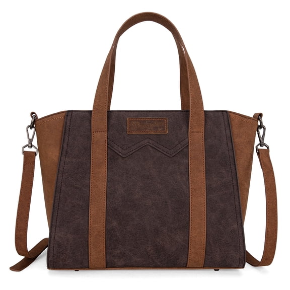 Wrangler Color Block Tote Bag for Women - Stylish Large Shoulder Purse and Handbag, Coffee