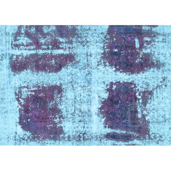 Ahgly Company Indoor Rectangle Abstract Light Blue Modern Area Rugs, 8' x 10'