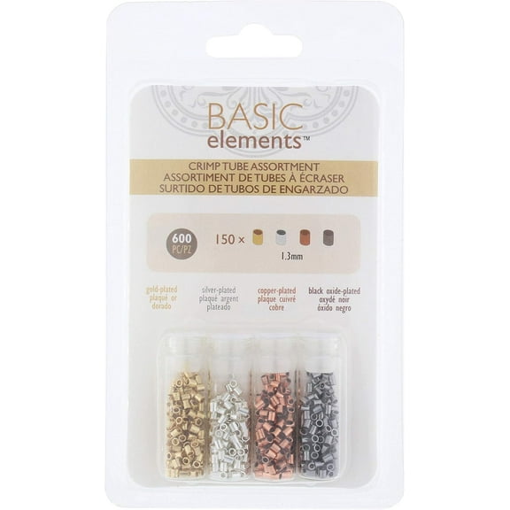 The Beadsmith Tube Crimp Beads, 1.8mm, Assorted Colors, 600 Pieces, Uniform Cylindrical Shape, No Sharp Edges, Designed to Secure The Ends of Jewelry Stringing Wires and Cables