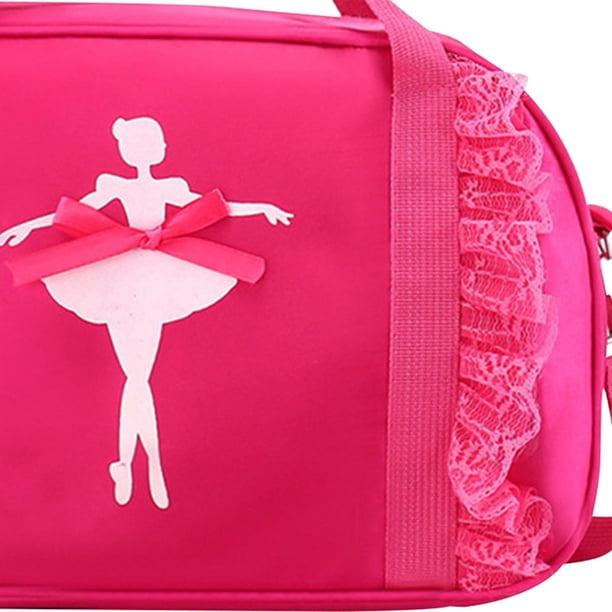 Bolso De Baile De Ballet Para Niñas Azonelife - Con Correa Ajustable, Cremallera, Tamaño 27x20x16 Cm, Tela De Nailon, Diseño Rosado Con Bordados