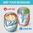 thumbnail image 4 of 12oz Stemless Wine Tumblers Coastal Coral Vacuum Insulated Stainless Steel Travel Tumbler Cups Mug with Lid and Straw for Champaign,Cocktail,Beer with Cleaning Brush, 4 of 5