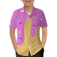 thumbnail image 2 of Utlike Boys Button Down Shirts Short Sleeve Cute Ice Cream Waffle Or Cone Print Shirt Kids Summer Casual Beach Shirts Size 13 Years-14 Years Z120Light Purple, 2 of 3