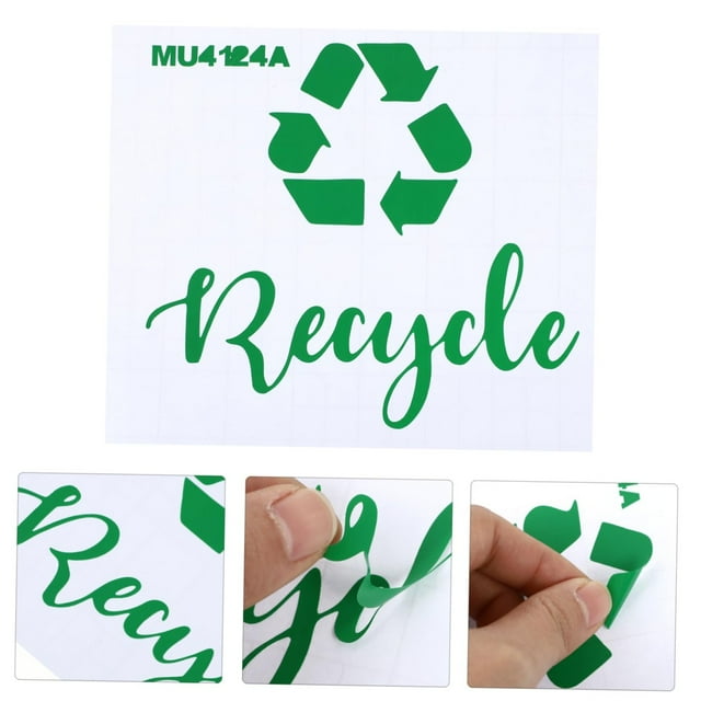 Meiiso Trash Can Sign Sticker Green Household Stickers, Recycle Trash Sticker Logo Sign Decal Self Adhesive Trash Decal