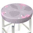 thumbnail image 3 of Xecao's Pink Flamingo Print Stool Covers offer stylish, washable protection for PU round bar stools, perfect for home or commercial use., 3 of 7