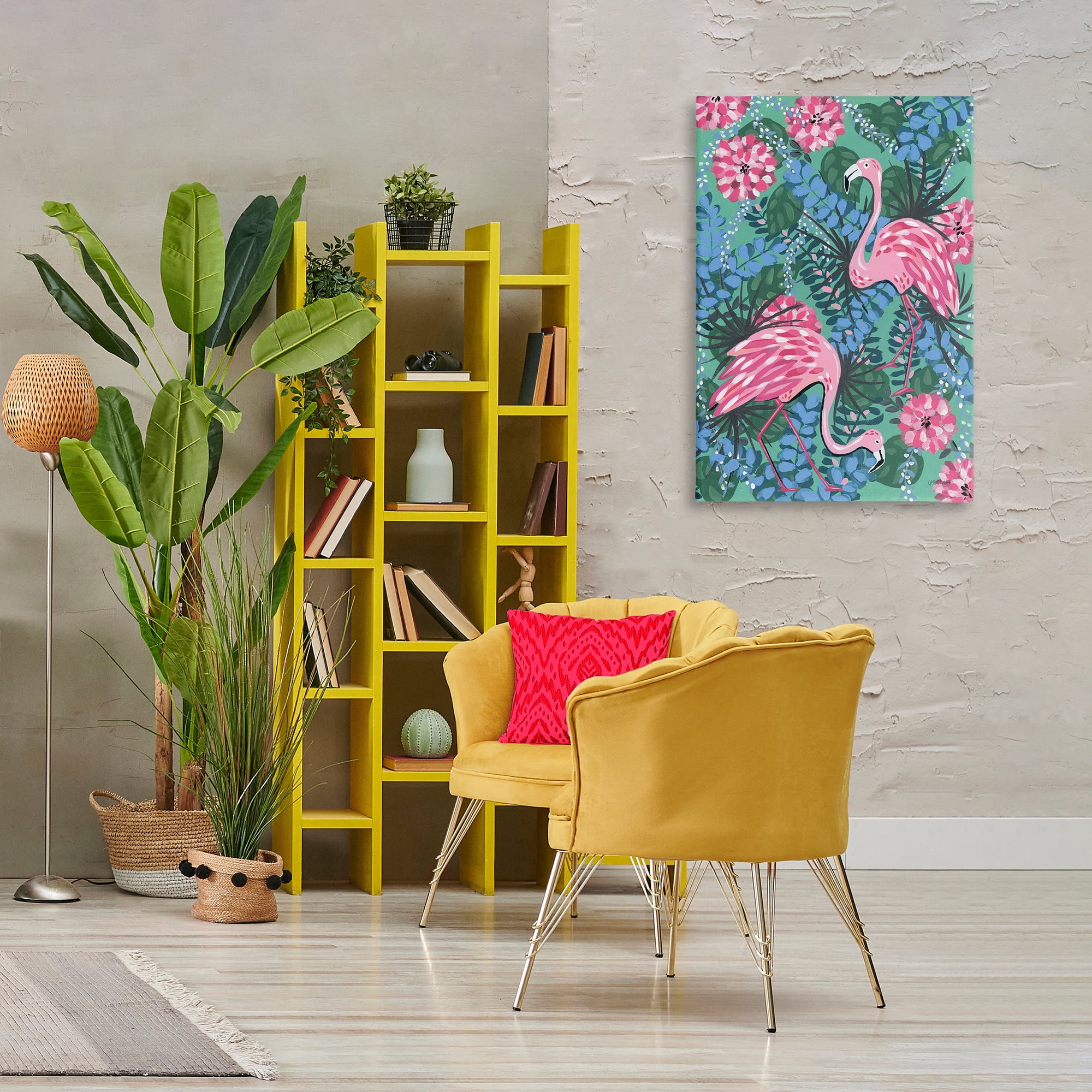 Stupell Industries Maximalist Flamingos Pattern Animals & Insects Painting Gallery Wrapped Canvas Art Print Wall Art, 24 x 36