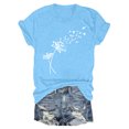 thumbnail image 2 of Nouveaux et Tendances T-Shirts Graphiques Uooqdmx pour Femmes, Hauts Floraux pour Femmes, Mode Plage pour Femmes, Mignons Col Rond Tournesol Graphique Décontracté Imprimé, Hauts de Printemps pour Femmes 2025, Bleu Clair TG, 2 of 3