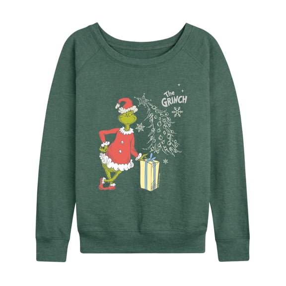 Dr. Seuss - Grinch Present - Women's French Terry Long Sleeve Pullover