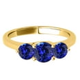 thumbnail image 2 of Mauli Jewels Rings for Women 1.85 Carat Three Stone Round Shaped Tanzanite Ring 4-prong 10K Yellow Gold, 2 of 7
