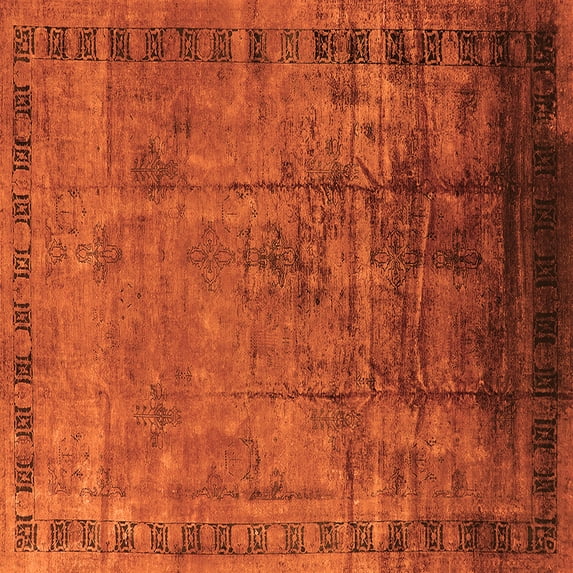 Ahgly Company Indoor Square Oriental Orange Traditional Area Rugs, 5' Square