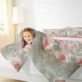 thumbnail image 4 of Manfei Girls Butterfly Bedding Comforter Set, Pink Rose Floral Twin Comforter Sets, Victorian Pearl Bedding Set, Microfiber Bedroom Decor Reversible 2 Pieces, 4 of 8