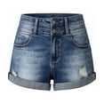 thumbnail image 4 of BUIGTTKLOP Women's Denim Shorts Casual Mid Rise Ripped Stretchy Jean Short Pants with Pockets, 4 of 6