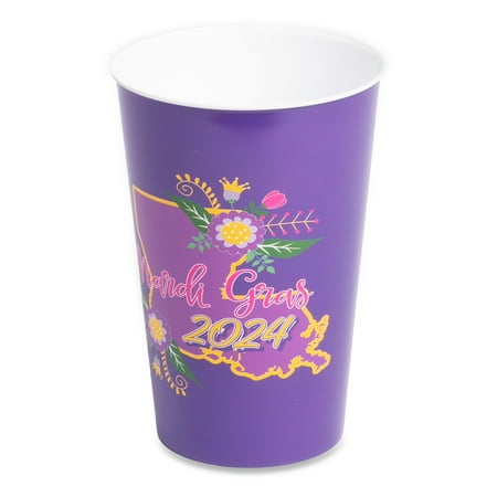 32oz Mardi Gras Plastic Cup, Party Drinking Supplies, Purple, from Way to Celebrate