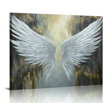 JEUXUS  Angel Wings Wall Decor Bedroom Decor Picture Gold and Grey Wall Art Framed Canvas Prints Ready to Hang