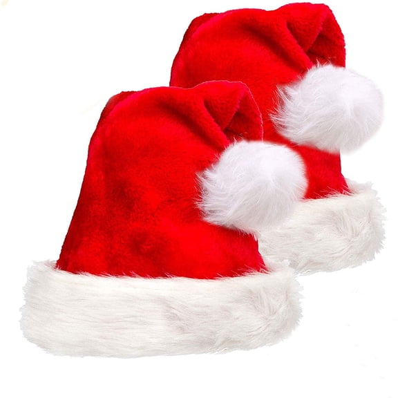 2 Pcs Santa Hat Adults Christmas Xmas Hats Holiday Party Hats Plush Unisex