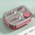 thumbnail image 1 of Stainless steel Lunch box for Adults Kids Students Portable Divided Bento Box with Tableware Leakproof Food Storage Containers Red 3Grids, 1 of 6