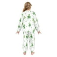 thumbnail image 3 of Fluffy Pajamas Set Fuzzy Winter Warm Pj Sets Pullover Tops and Long Pants Shamrock Leaves X-Small, 3 of 8