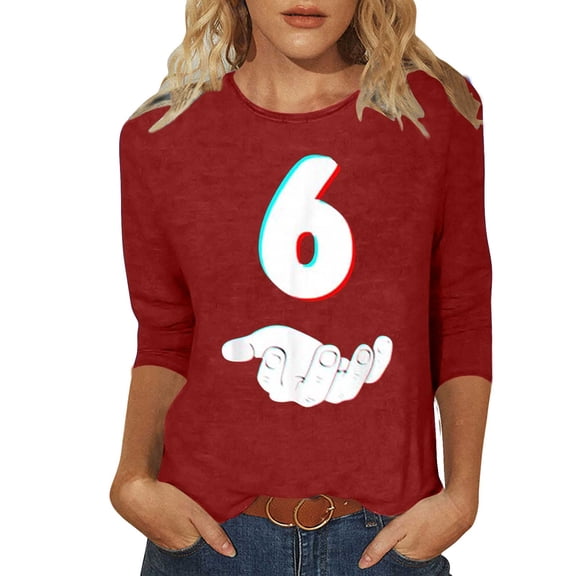 Ruimatai Women's Casual Floral Print Blouse 3/4 Sleeve Round Neck Pullover Top Comfortable Everyday Fashion Tunic