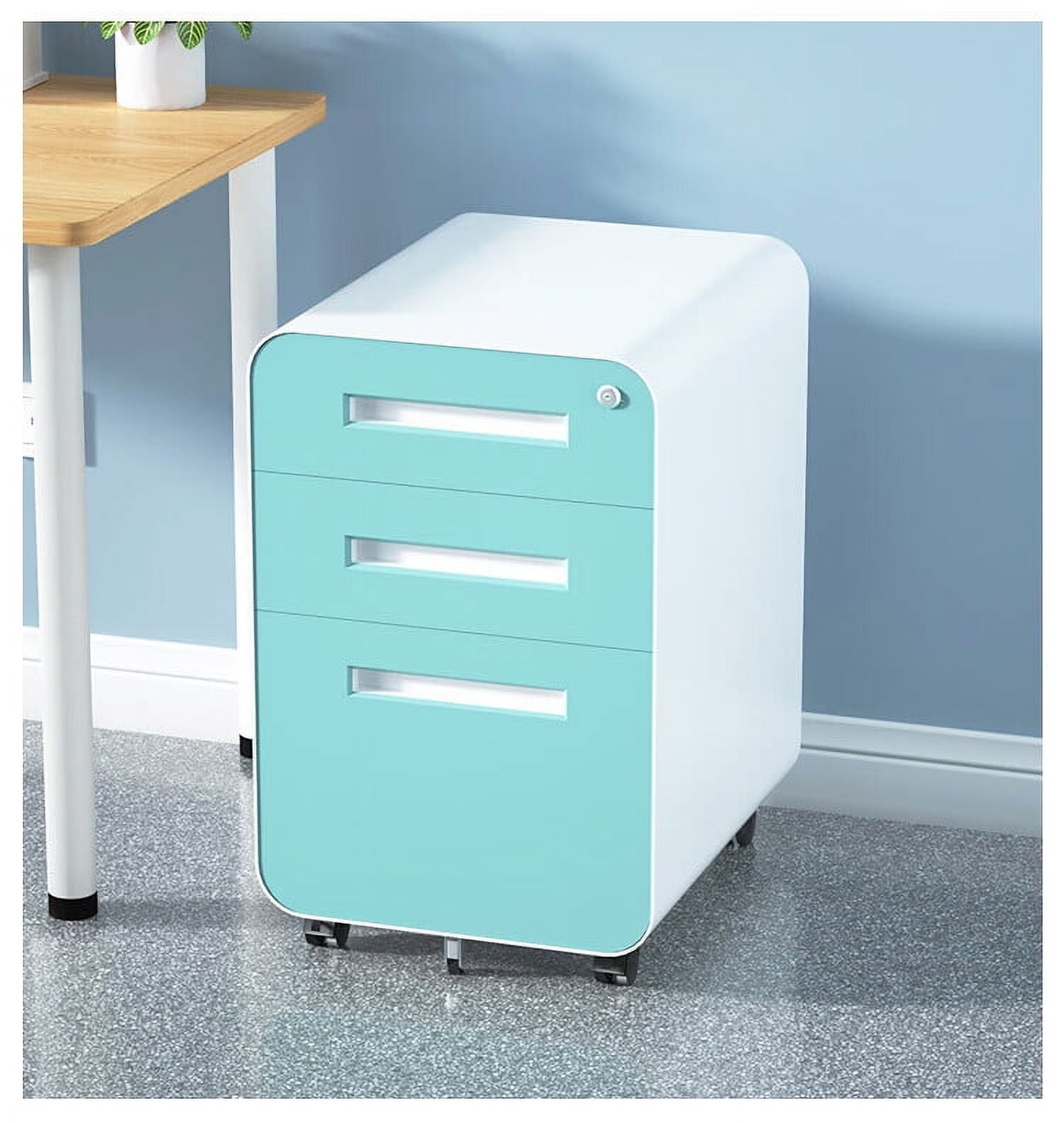 3 Drawer Mobile File Cabinet with Lock,Rolling File Cabinets,Under Desk Small File Caninet on wheels,Metal Vertical Filing Cabnet for Legal/Letter/A4,Fully Assembled