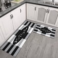thumbnail image 3 of Black and White Chequered Text Rugs and Mats Non Skid Washable Absorbent Microfiber Soft Kitchen Mat for Floor Set Of 2 Decor Stain Resistant 17"x47"+17"x30", 3 of 7