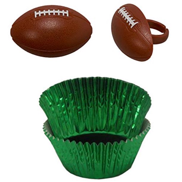 FOOTBALL Cupcake Toppers and Liners Football Cupcake Rings with
