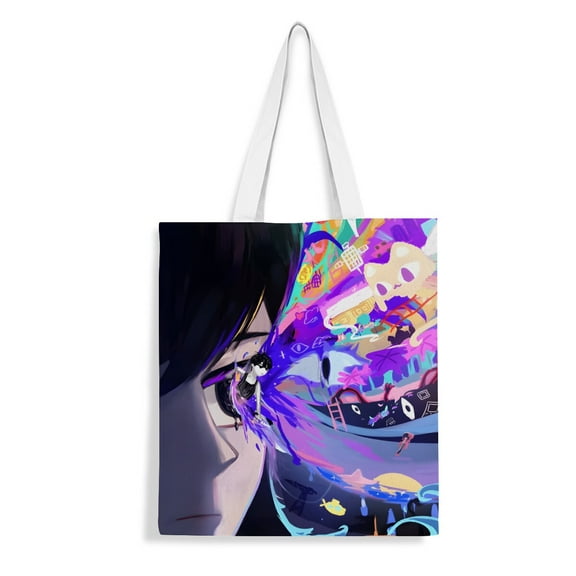 Cool Omori Game canvas Tote Bag handbag: Aesthetic tote designed for women, perfect for carrying groceries. Reusable with a convenient inner zipper, dimensions 13.8 x 15.8 inches (35x40cm).