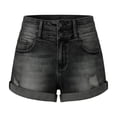 thumbnail image 4 of BUIGTTKLOP Women's Denim Shorts Casual Mid Rise Ripped Stretchy Jean Short Pants with Pockets, 4 of 6