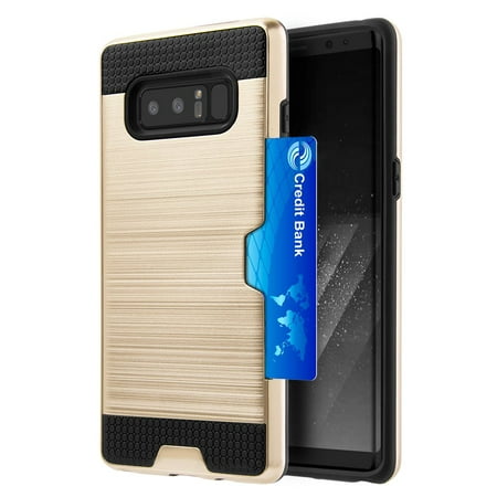 Samsung Galaxy Case, Premium Stylish Hybrid Dual Layer Protective Hard Cover (Lightweighted, Card Slots, Raised Bezel, User friendly) for Samsung Galaxy Note 8 SM-N950U - Black/