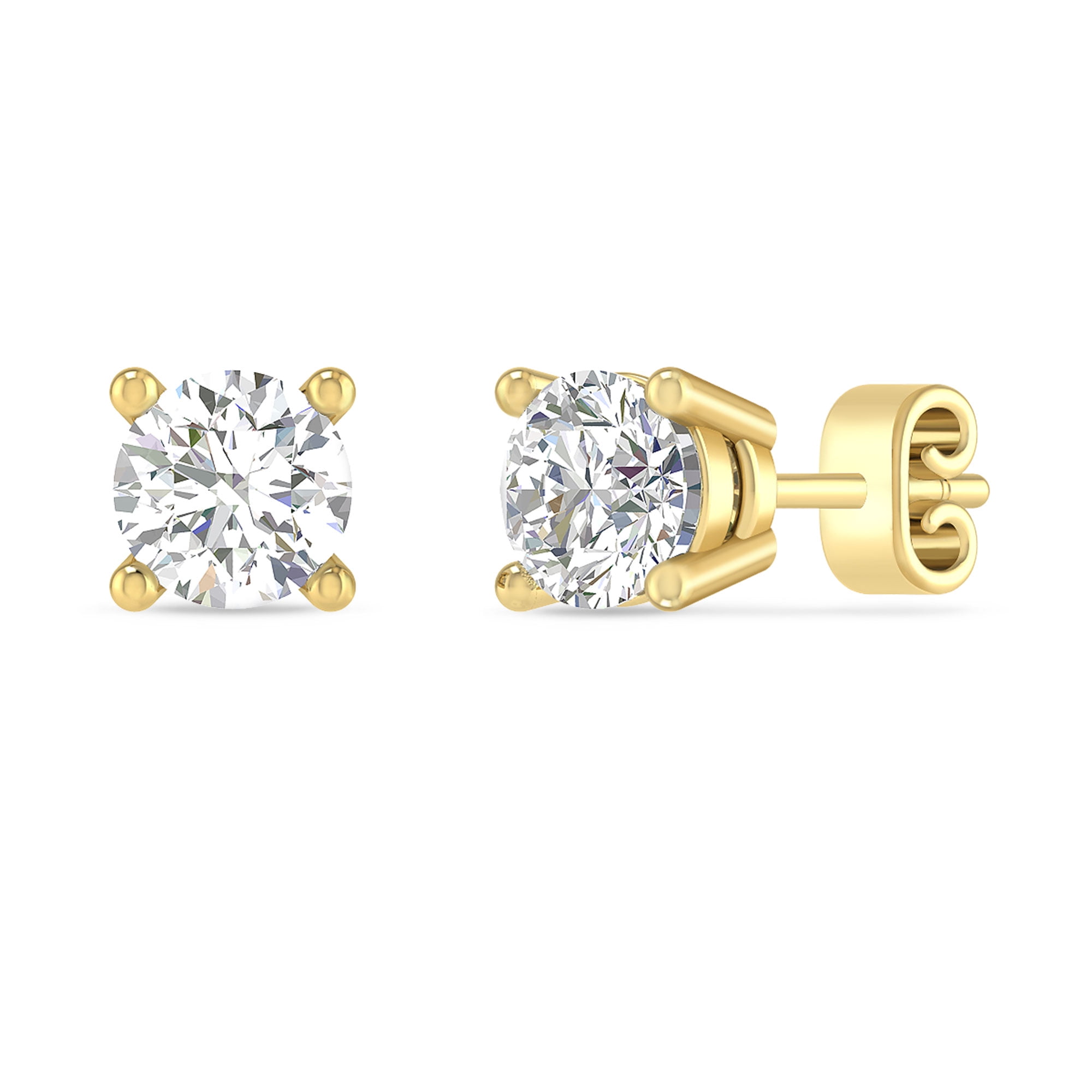 ctw 0.30 Carat 10k Gold Oval Yellow Citrine and Diamond Halo Stud Earrings with Post with Friction Back 5 x 3 MM 