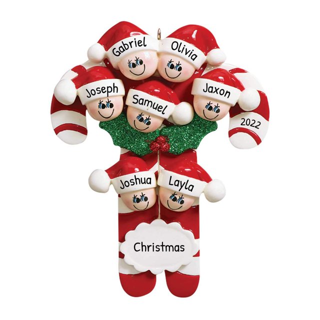Personalized Family Christmas Ornaments - Custom Ornaments Family of 7 Christmas Ornament 2024 Customized Christmas Ornaments Family of 7 in Candy Theme Ornaments Family Ornaments for Christmas Tree