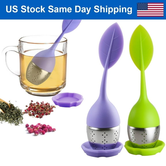 Leaf Tea Infuser for Tea Pot Mug Cup- Loose Tea Strainer Steeper for Fennel Tea Rooibos Tea Herbal Team Green Purple Set 2
