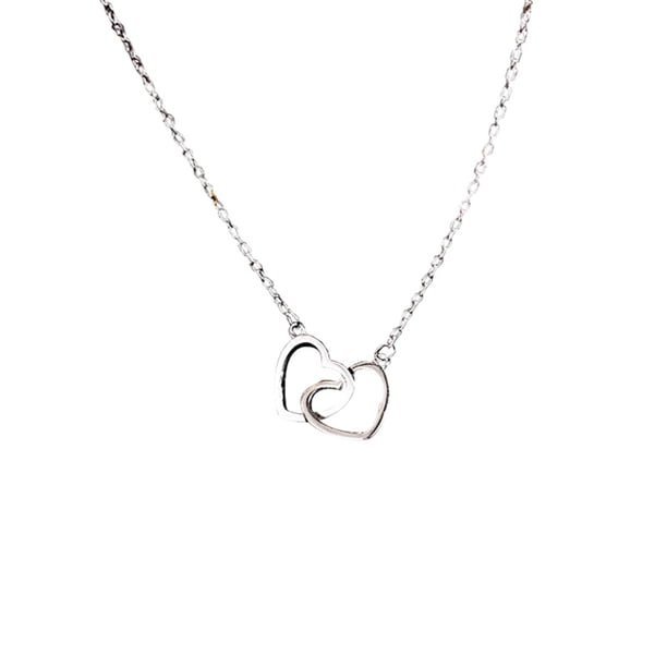 SAYOO Collar Femenino, Cadena de Clavícula de Color Sólido con Colgante de Corazón Doble para Novia Esposa, Dorado/Plata SAYOO Moda