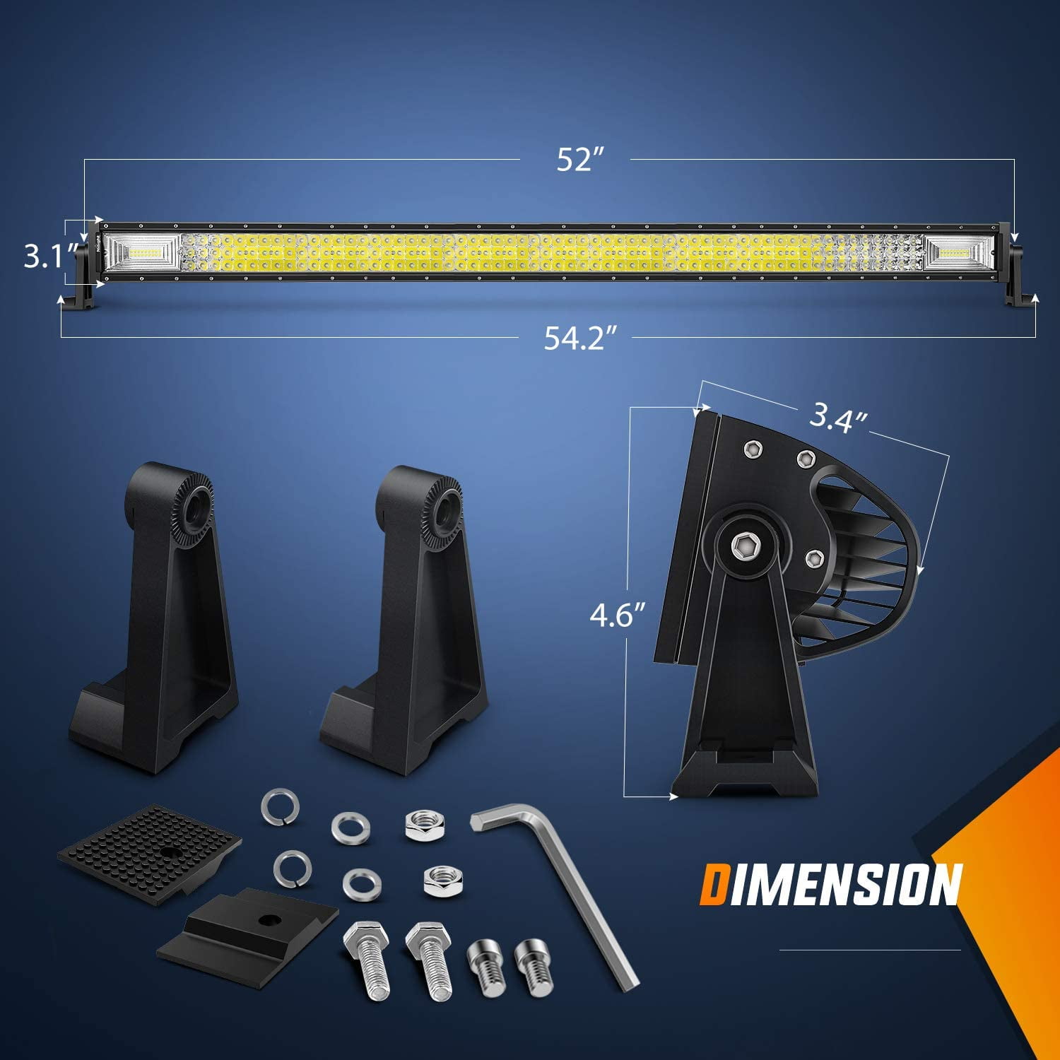 Nilight - LED Light Bar 52Inch 783W Triple Row 49500LM Flood Spot Combo Beam Led Bar Driving Lights Boat Lights Super Bright Led Off Road Lights for Trucks