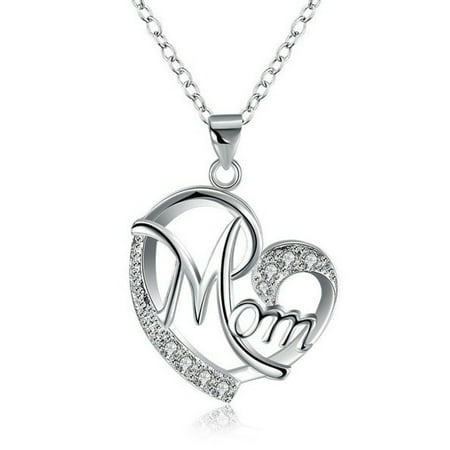 Women's Mom Heart-Shaped Diamond Lettered Necklace - Walmart.ca