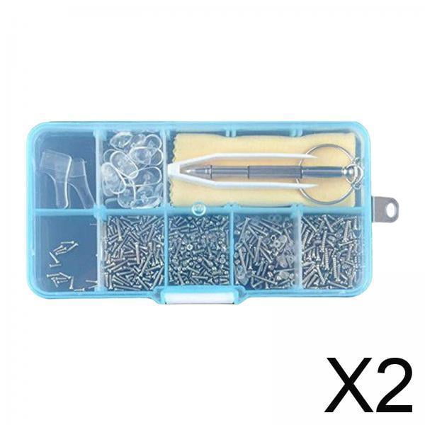 2xKit De Reparación De Gafas Pequeños Mini Tornillos Tuercas Gafas Paño Destornillador Pinzas