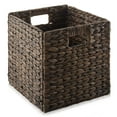 thumbnail image 3 of Casafield 10.5" x 10.5" Water Hyacinth Storage Baskets, Espresso - Set of 6 Collapsible Cube Organizers, Woven Bins for Bathroom, Bedroom, Laundry, Pantry, Shelves, 3 of 7