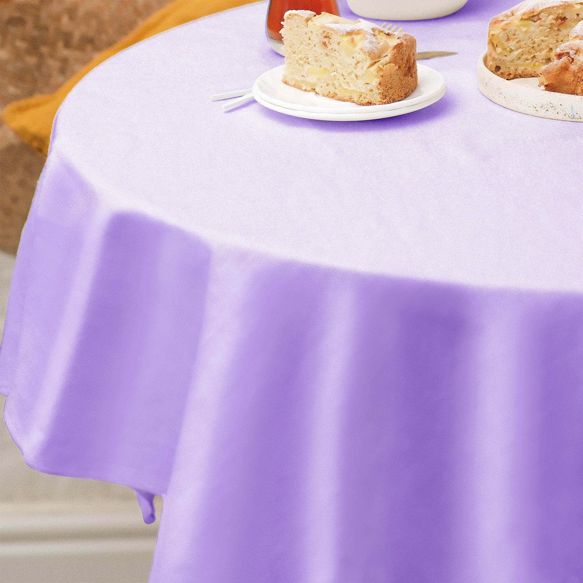 Way To Celebrate Round Plastic Table Cover, Purple, 84 in