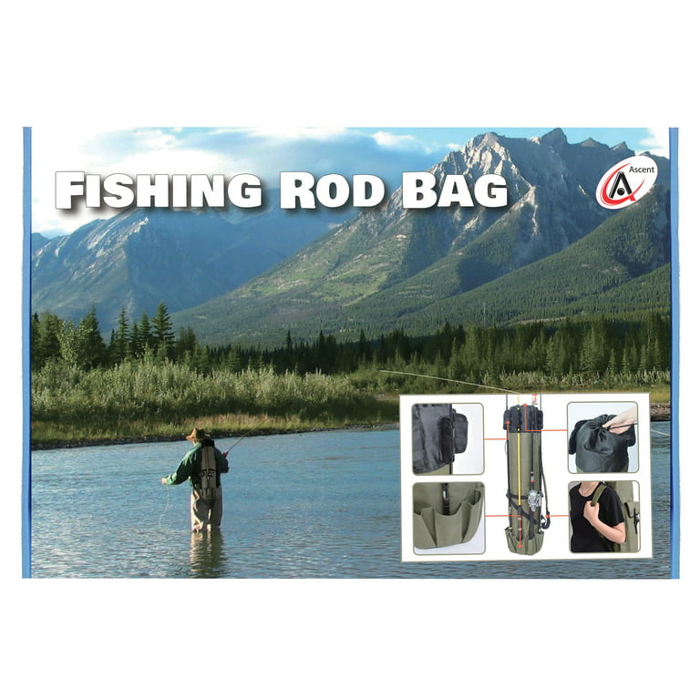 Ascent Fisherman's Gift Rod Carrier Fishing Reel and Tackle Bag Combo Organizer Gift Boxed - Travel Carry Case, Holds Five Poles and Tackle, Unique