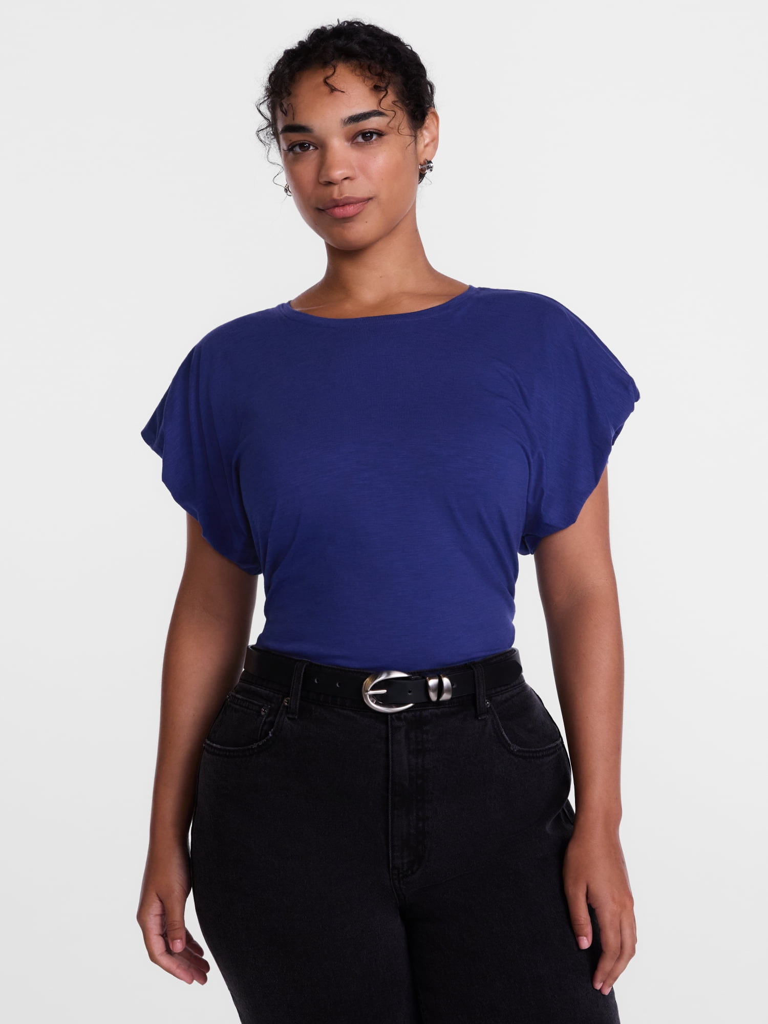 Scenario Women's and Women's Plus Tee with Short Bubble Cap Sleeves, Sizes XS-4X