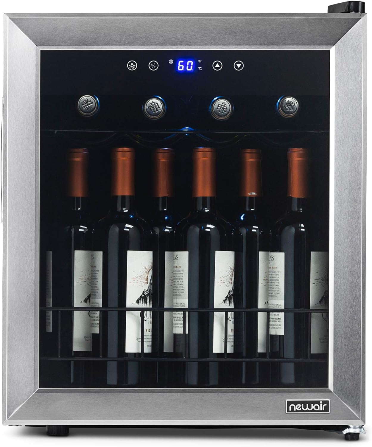 Restored Newair NWC016SS00-RB Freestanding Wine Fridge with Digital Thermostat, 16 Bottles, Stainless Steel (Refurbished)