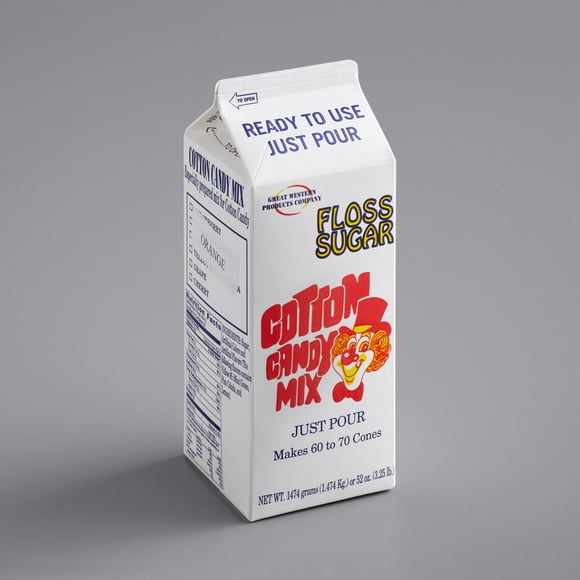Great Western Fil Dentaire Orange pour Barbe à Papa, Sucre, Carton de 1/2 Gallon - 6/caisse