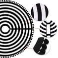 thumbnail image 4 of 23 Inch Black & White Christmas Tree Skirt, Annual Rings Tree Mat with Pom Poms for Xmas Tree Halloween Indoor Home Holiday Party Christmas Decorations, 4 of 9